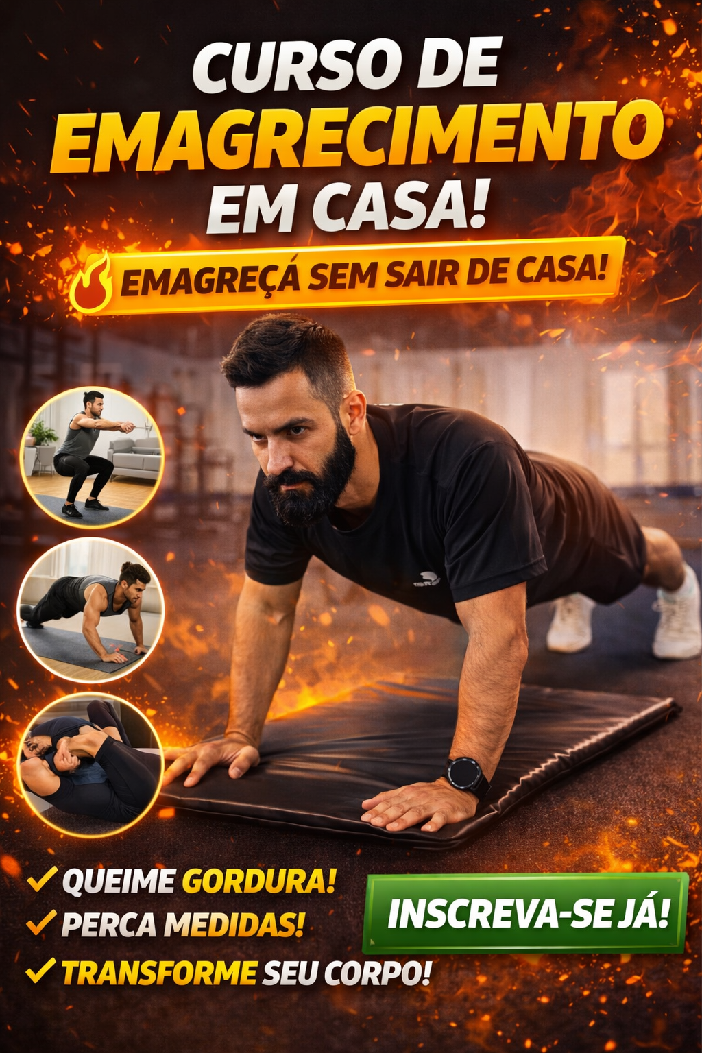 Homem treinando em casa